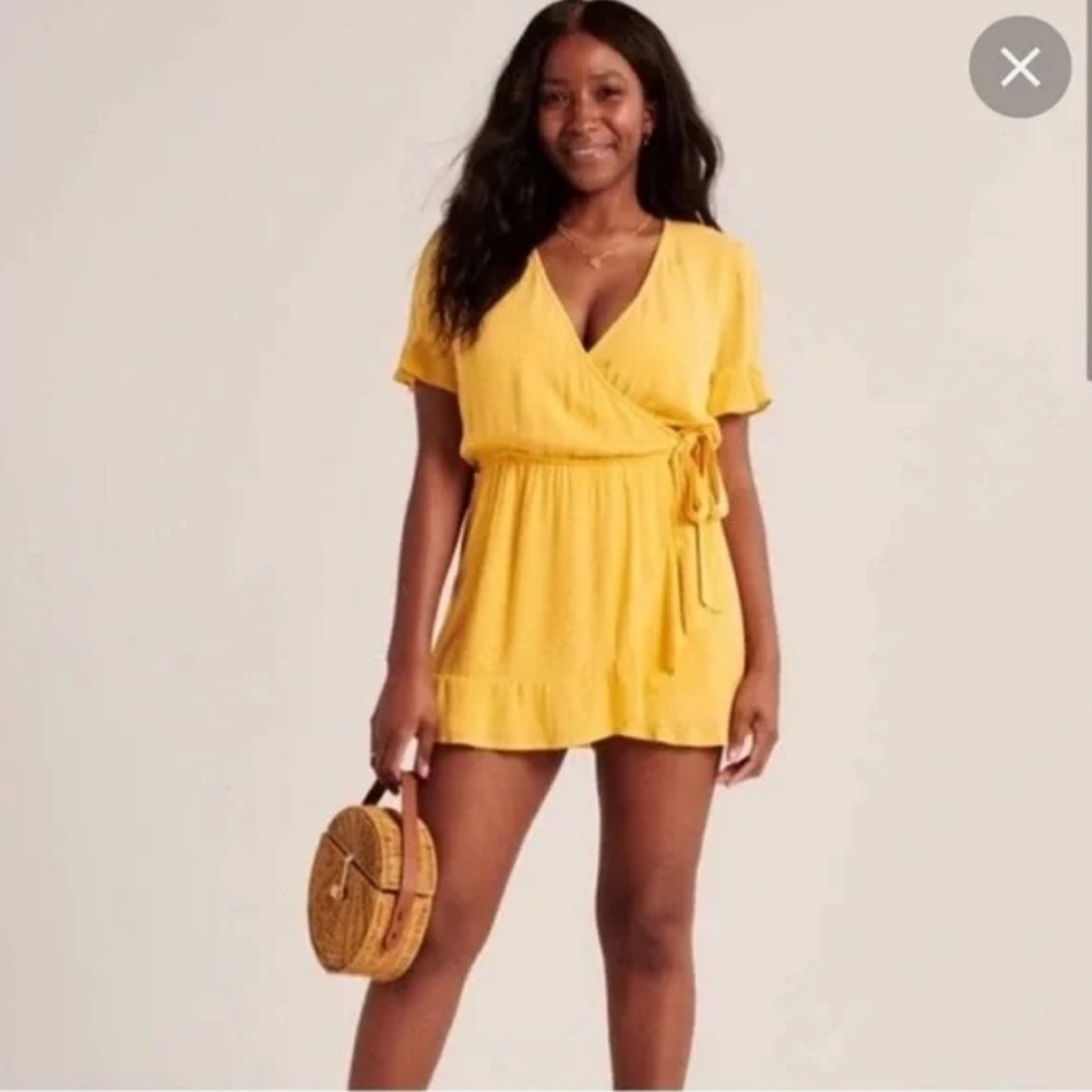 A&F Yellow Wrap Front Romper